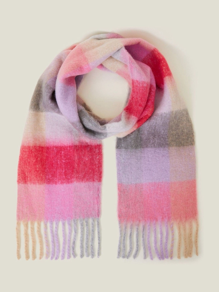 Accessorize Pink Supersoft Pastel Stripe Blanket Scarf - Image 2 of 3 Accessorize Pink Supersoft Pastel Stripe Blanket Scarf - Image 2 of 3