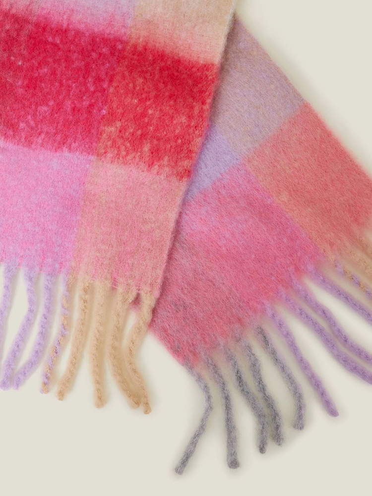 Accessorize Pink Supersoft Pastel Stripe Blanket Scarf - Image 3 of 3 Accessorize Pink Supersoft Pastel Stripe Blanket Scarf - Image 3 of 3
