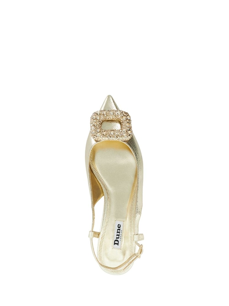 zlata (barva); zlato - Dune London potisk; vzorec Confidence Broach Trim čevlji s plosko peto/brez pete Slingback čevlji s plosko peto/brez pete - Slika 6 iz 6