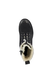 Dune London Black Paniz Lace Up Block Mid Heel Boots - Image 5 of 6