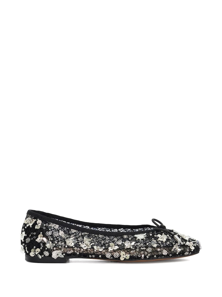 Negro - Dune London Hannie Embellished Mesh Ballet Flat Shoes - Imagen 2 de 6 Negro - Dune London Hannie Embellished Mesh Ballet Flat Shoes - Imagen 2 de 6