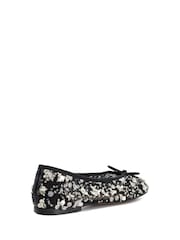 Dune London Black Hannie Embellished Mesh Ballet Flat Shoes - Image 4 of 6