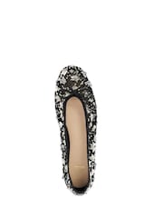 Dune London Black Hannie Embellished Mesh Ballet Flat Shoes - Image 5 of 6