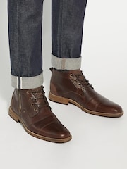 Dune London Brown Captains Double Toecap Lace-Up Boots - Image 1 of 6