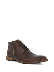 Dune London Brown Captains Double Toecap Lace-Up Boots - Image 3 of 6