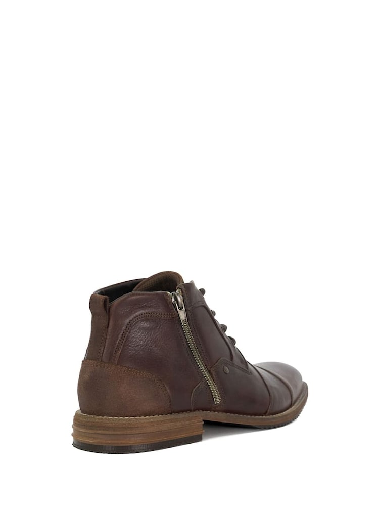 Dune London Brown Captains Double Toecap Lace-Up Boots - Image 4 of 6