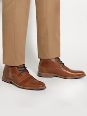 Dune London Natural Captains Double Toecap Lace-Up Boots - Image 1 of 6
