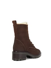 Dune London Brown Paniz Lace Up Block Mid Heel Boots - Image 4 of 6