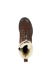 Dune London Brown Paniz Lace Up Block Mid Heel Boots - Image 5 of 6