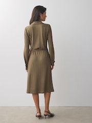 BOSS Brown Knitted Jersey Ribbed Wrap Belt Dress - Image 2 of 5