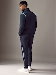 BOSS Blue Stripe Insert Stretch Zip Neck Sweatshirt and Joggers Tracksuit Set - Image 2 of 9