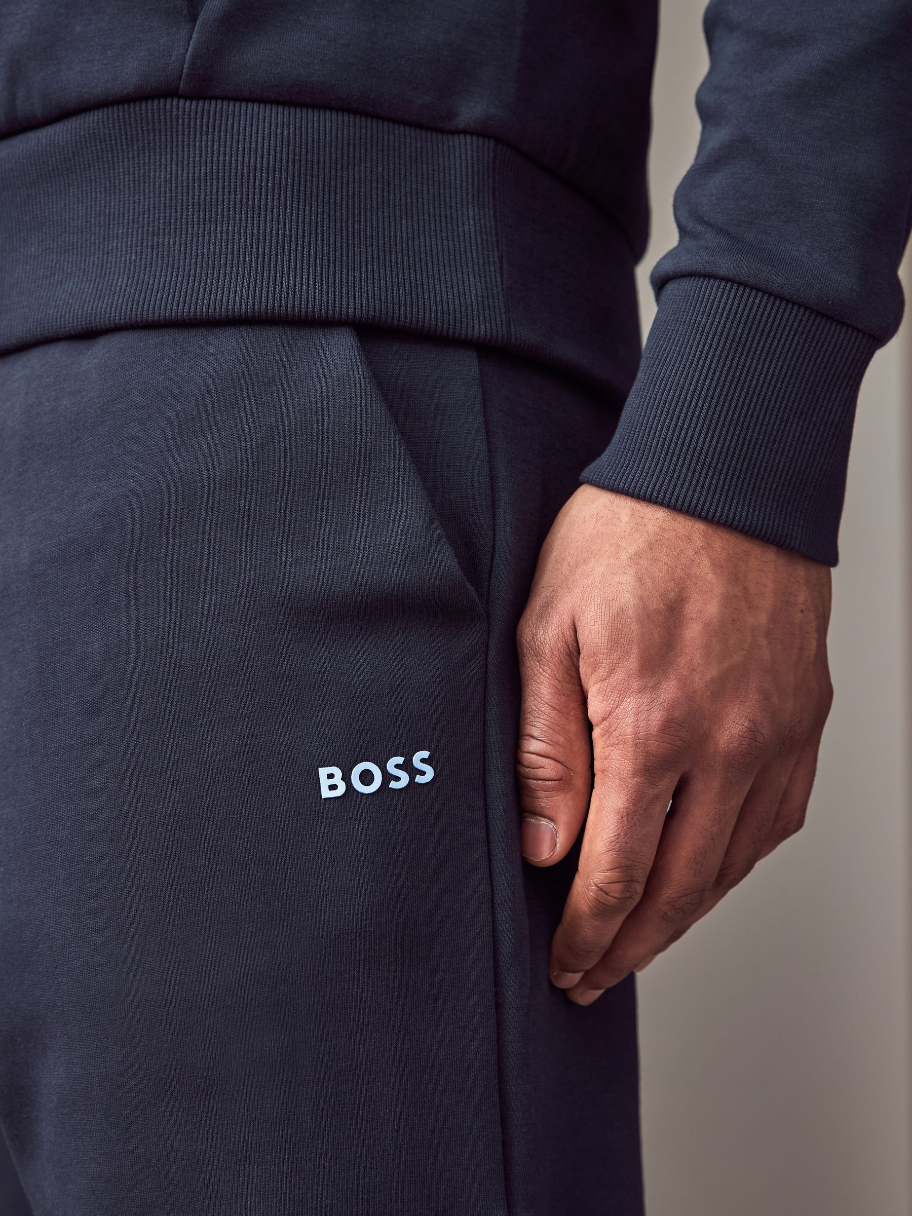 Buy BOSS Blue Stripe Insert Stretch Zip Neck Sweatshirt and