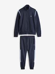BOSS Blue Stripe Insert Stretch Zip Neck Sweatshirt and Joggers Tracksuit Set - Image 7 of 9