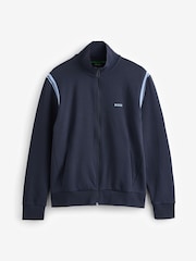 BOSS Blue Stripe Insert Stretch Zip Neck Sweatshirt and Joggers Tracksuit Set - Image 8 of 9