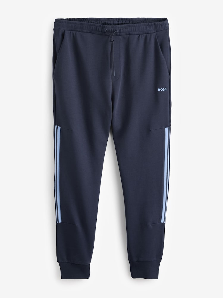BOSS Blue Stripe Insert Stretch Zip Neck Sweatshirt and Joggers Tracksuit Set - Image 9 of 9