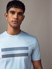 BOSS Blue Mercerised 100% Cotton T-Shirt - Image 3 of 5