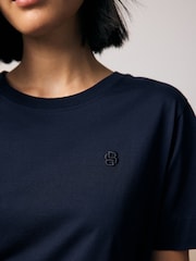 BOSS Blue Double B Monogram 100% Cotton T-Shirt - Image 3 of 4