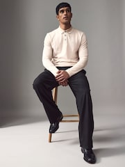 BOSS Natural Long Sleeve 100% Cotton Polo Shirt - Image 2 of 5