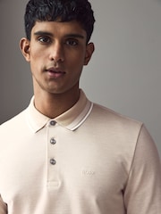 BOSS Natural Long Sleeve 100% Cotton Polo Shirt - Image 4 of 5