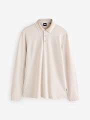 BOSS Natural Long Sleeve 100% Cotton Polo Shirt - Image 5 of 5
