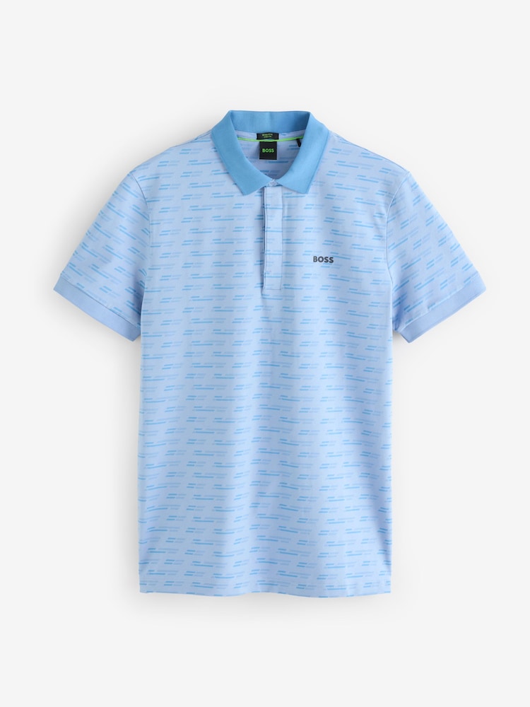 BOSS Blue Golf Printed Stretch Paddy Cotton Polo Shirt - Image 1 of 1