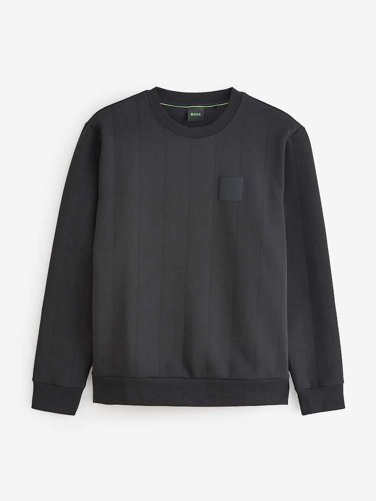 BOSS Black Salbo Drop Needle Jersey 100% Cotton Sweatshirt - Image 4 of 4 BOSS Black Salbo Drop Needle Jersey 100% Cotton Sweatshirt - Image 4 of 4