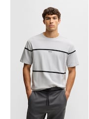 BOSS Grey Tercy Tape Logo Detail Relaxed Fit 100% Cotton T-Shirt - Image 1 of 4