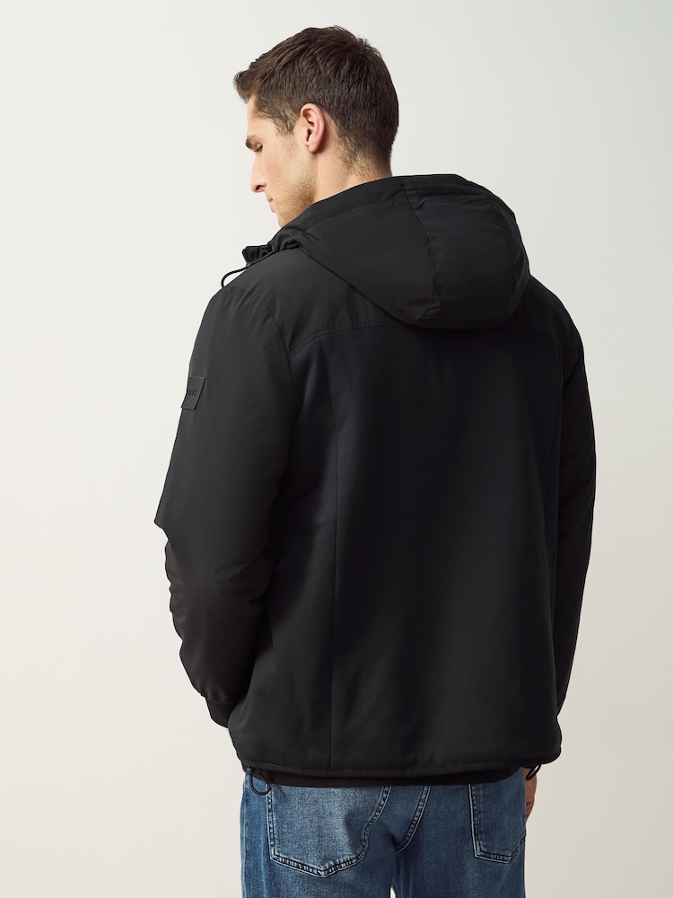 BOSS Black Regular Fit Hooded Cotton Jacket - Image 2 of 5 BOSS Black Regular Fit Hooded Cotton Jacket - Image 2 of 5