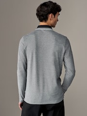 BOSS Grey Long Sleeve Cotton Polo Shirt - Image 2 of 6