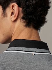BOSS Grey Long Sleeve Cotton Polo Shirt - Image 4 of 6