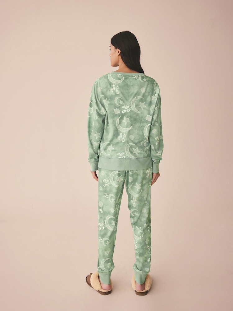 Sage Green Womens Eid Matching Family Pyjamas Set - Image 4 of 10