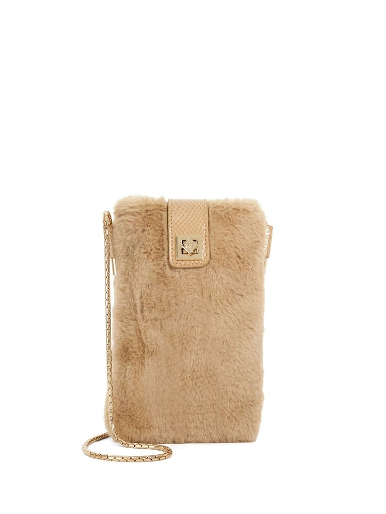 Dune London Brown Snug Faux Fur Phone Cross-Body Bag - Image 2 of 5