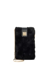 Dune London Black Snug Faux Fur Phone Cross-Body Bag - Image 2 of 4