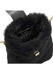 Dune London Black Snug Faux Fur Phone Cross-Body Bag - Image 4 of 4