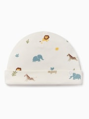 MORI Cream Safari Print Viscose Cotton Blend Super Soft Baby Hat - Image 2 of 2