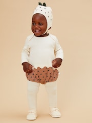 MORI Cream Cotton and Bamboo Christmas Pudding Bodysuit - Image 1 of 3
