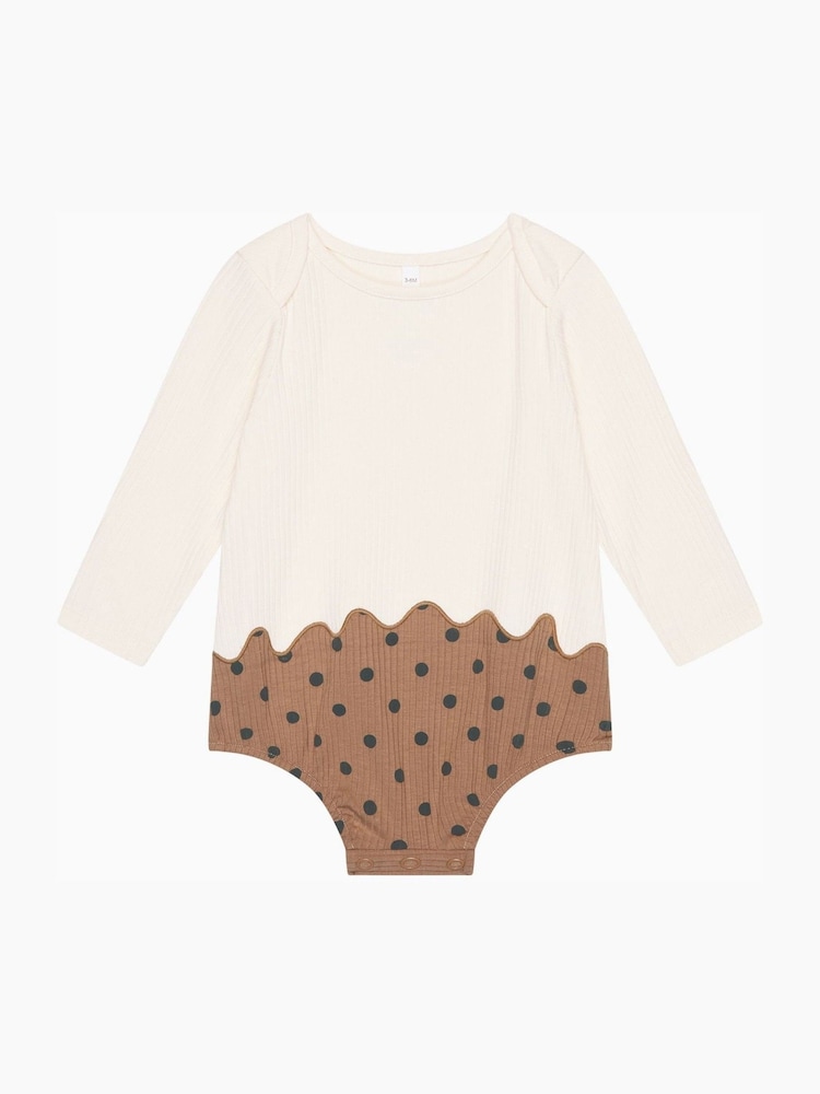 MORI Cream Cotton and Bamboo Christmas Pudding Bodysuit - Image 3 of 3