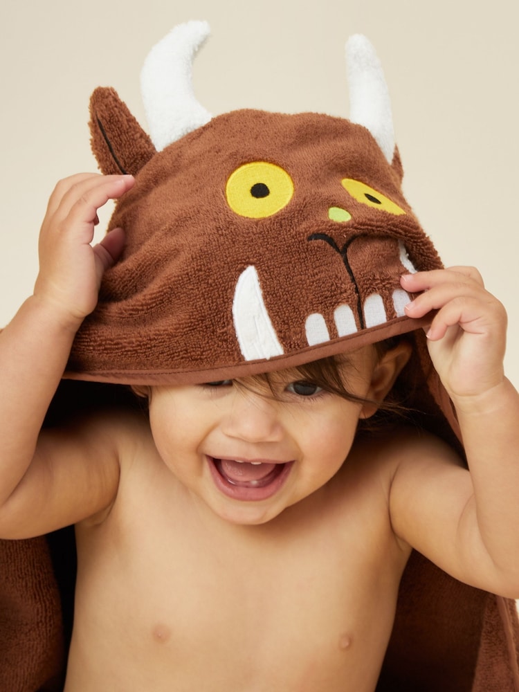 MORI Brown Gruffalo Organic Cotton Super Soft Kids Hooded Towel - Image 2 of 6