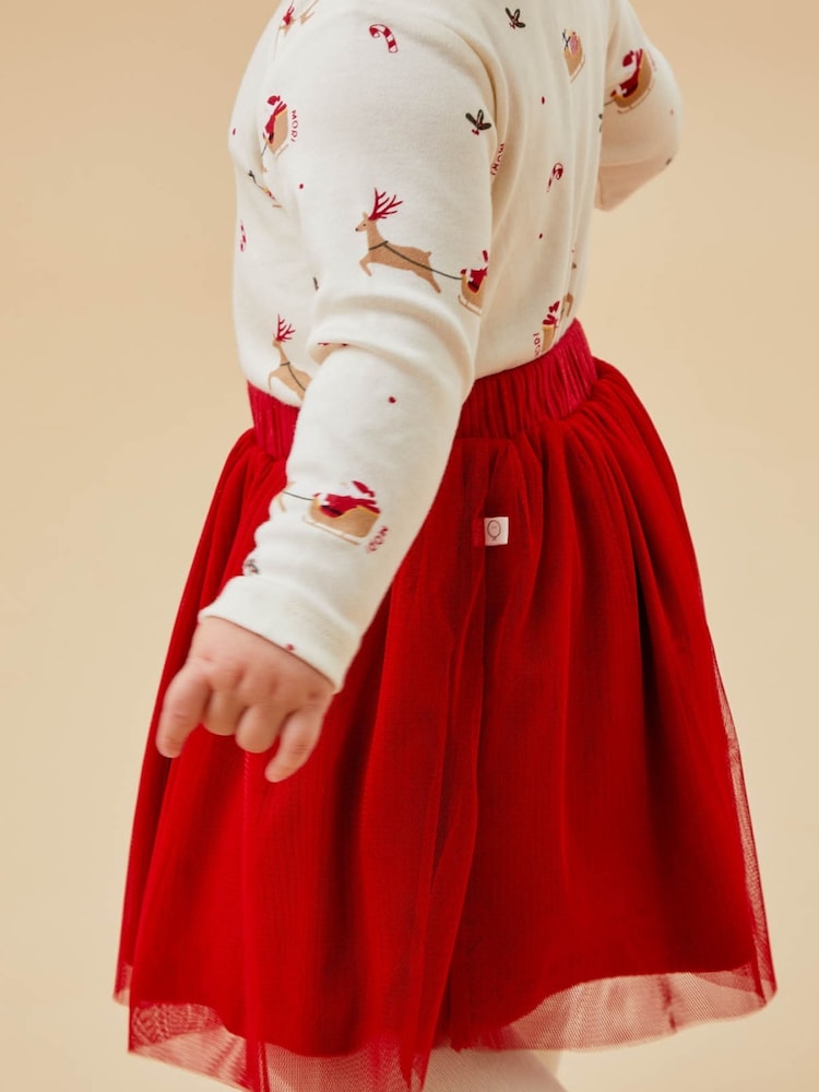MORI Red Ruby Cotton and Bamboo Christmas Tutu Skirt - Image 2 of 3