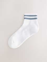 White/Blues Striped 5 Pack Mid Trainer Socks - Image 2 of 9