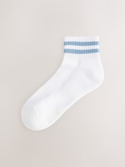 White/Blues Striped 5 Pack Mid Trainer Socks - Image 3 of 9
