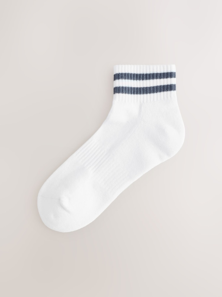 White/Blues Striped 5 Pack Mid Trainer Socks - Image 4 of 9