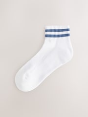 White/Blues Striped 5 Pack Mid Trainer Socks - Image 5 of 9