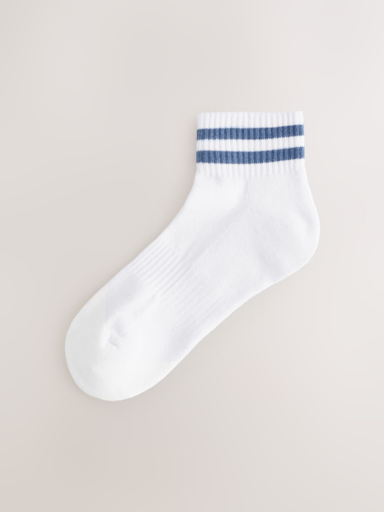 White/Blues Striped 5 Pack Mid Trainer Socks - Image 5 of 9