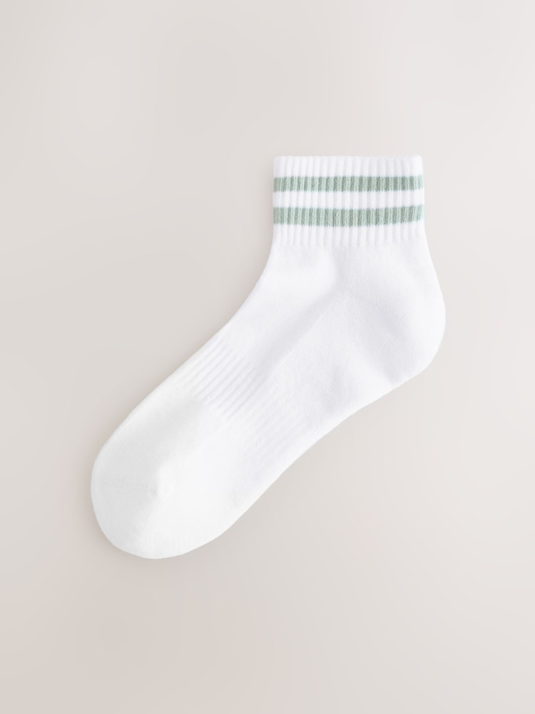 White/Blues Striped 5 Pack Mid Trainer Socks - Image 6 of 9