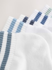 White/Blues Striped 5 Pack Mid Trainer Socks - Image 8 of 9