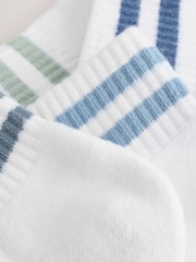 White/Blues Striped 5 Pack Mid Trainer Socks - Image 9 of 9