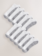 White/Greys 10 Pack Cushioned Trainers Socks - Image 1 of 13