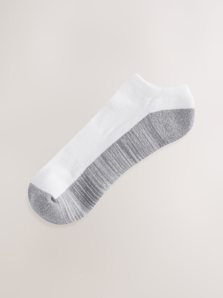 White/Greys 10 Pack Cushioned Trainers Socks - Image 2 of 13