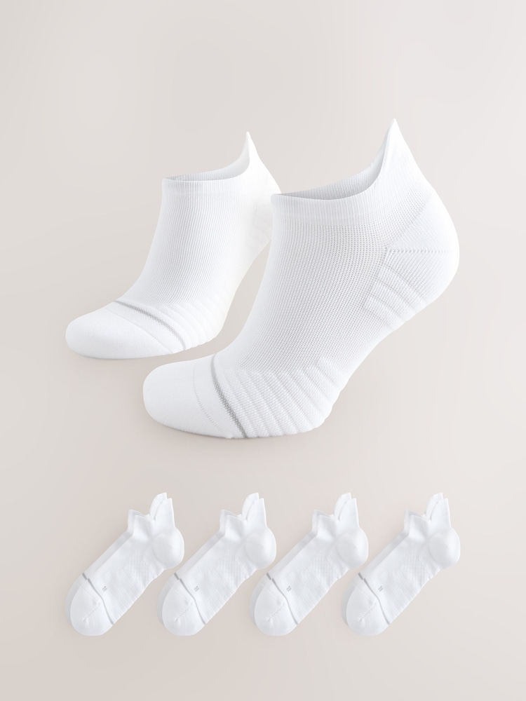 White Active Cushioned Sports Trainer Socks 4 Pack - Image 1 of 9